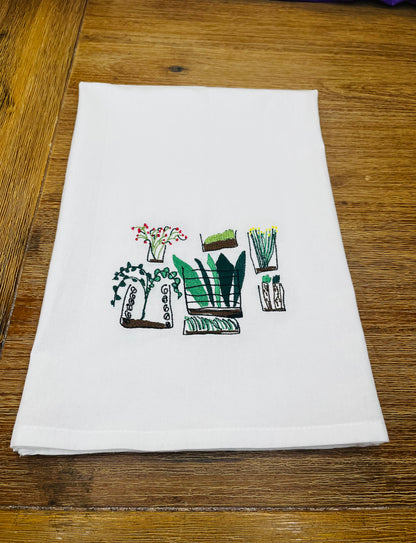 Kids Artwork Embroidered Tea Towel, Handmade Gift For Mom, Custom Kids Artwork Decor