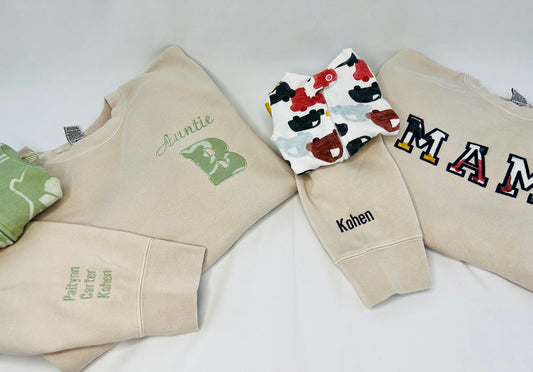 MAMA Applique Embroidered Sweatshirt with Baby Onesie