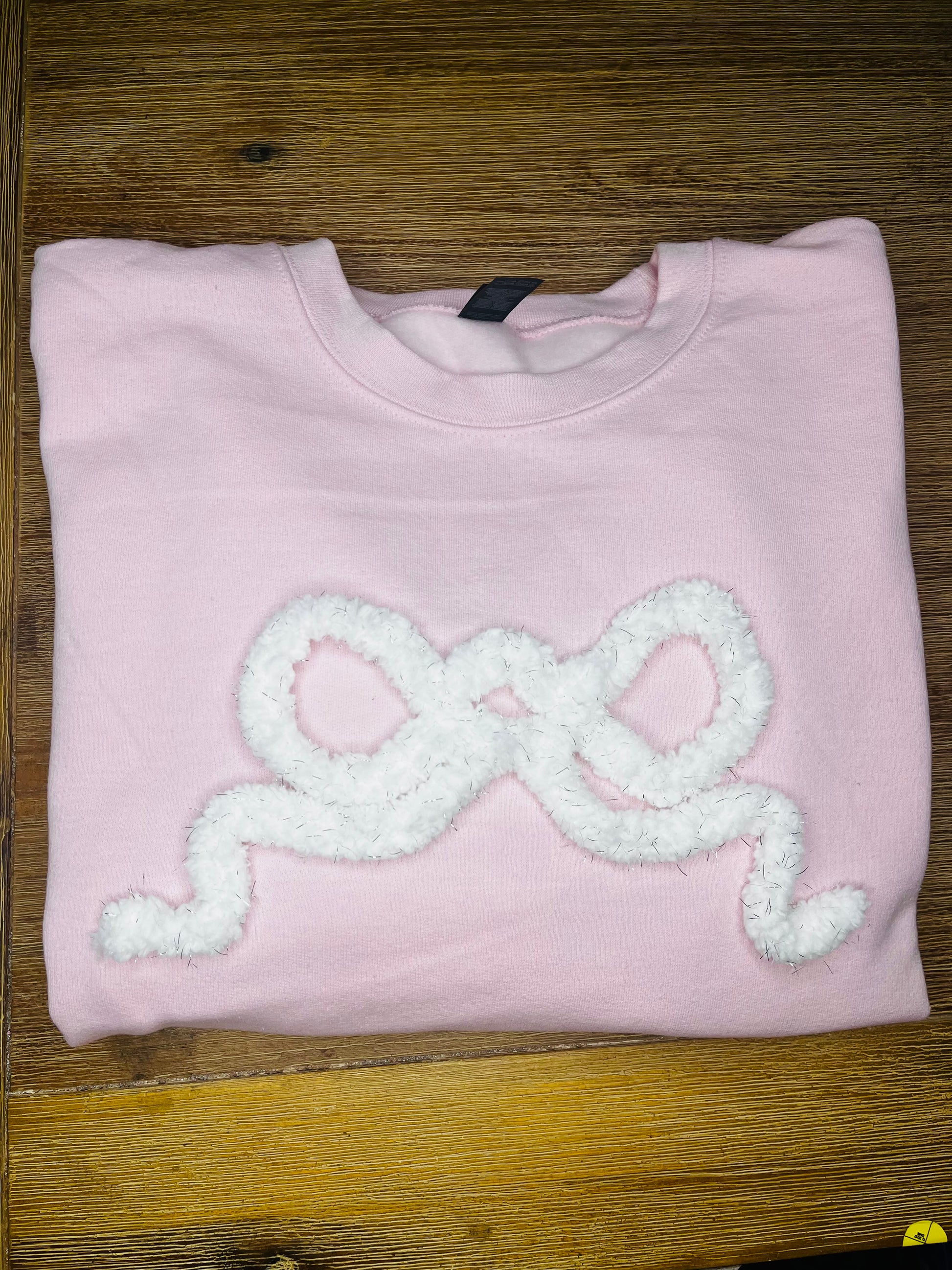 Cute Chenille Yarn Bow Sweatshirt – Cozy and Trendy Design